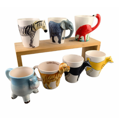 3D cartoon dog cat animal mugs with logo ceramic puppy Water cups white porcelain cute coffee tea cup