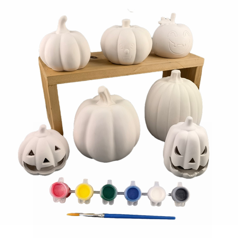 Cute Pumpkin Bisque Ceramic Unpainted Home Decor Custom DIY Paint Kit Blank Unfinished Bisque Ceramic Crafts