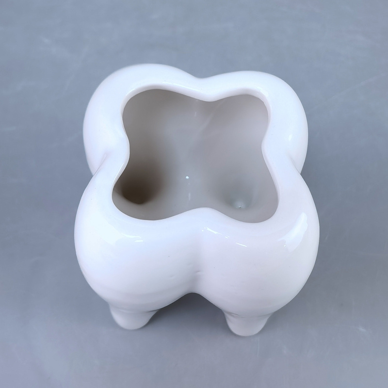 Lovely White Tooth Shaped Ceramic Pen Holder wholesale Cheap Ceramic Tooth Pencil Holder Unique Tooth Pen Container