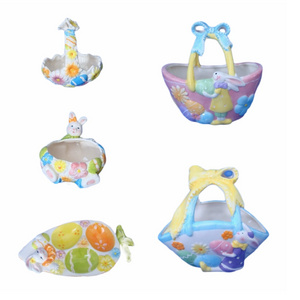 Custom wholesale personalized Easter baskets Cute bunny Ceramic fruit baskets Bread baskets Snack bowls