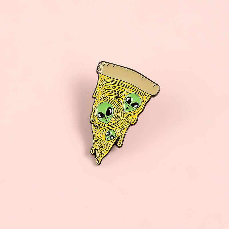 Pizza Planet Enamel pin Funny Alien Pizza fillings Cosmic Universe UFO Meme Jewelry Badge Brooches pins For Friends