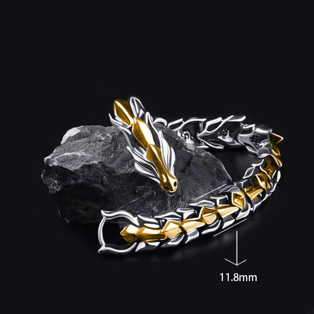 Nordic mythology bracelet Vintage Stainless Steel Dragon Bracelet Men Wristband Viking chain bracelet Celts Dragon jewelry