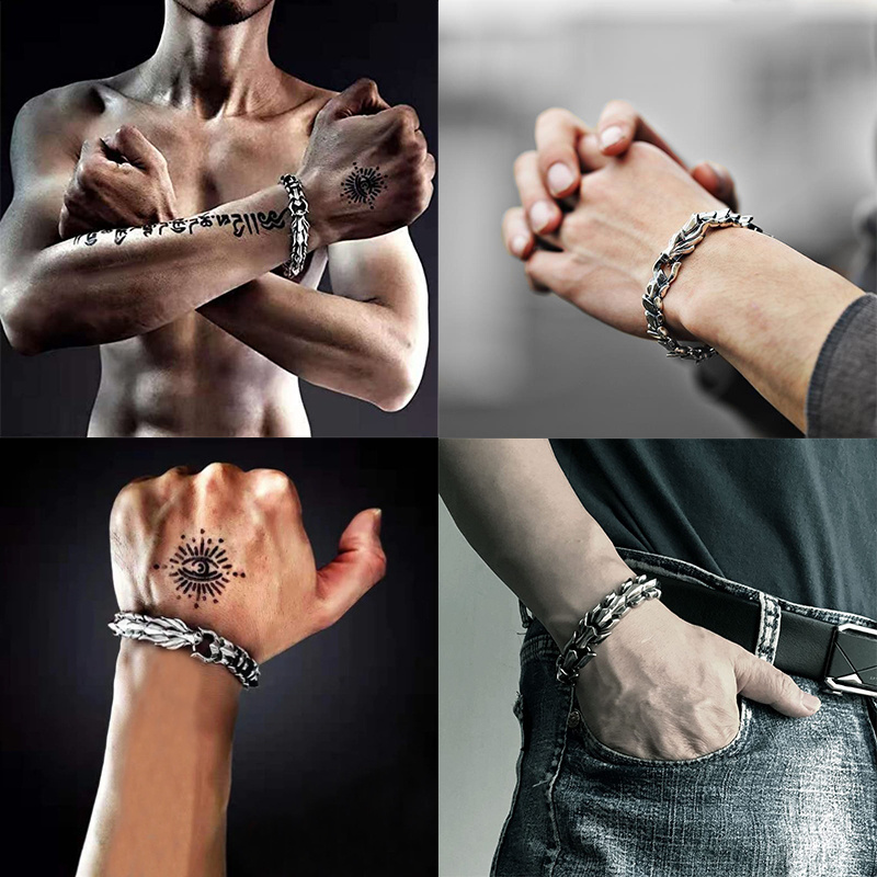 Nordic mythology bracelet Vintage Stainless Steel Dragon Bracelet Men Wristband Viking chain bracelet Celts Dragon jewelry