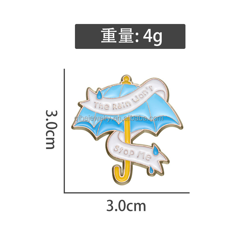 The Rain Won't Stop Me Funny Saying Enamel Pins Cartoon Cute Umbrella Brooches Lapel Badge Accessories Backpack Clothes Pin Gift