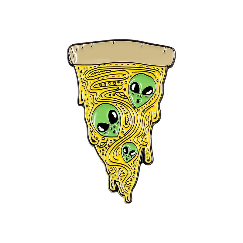 Pizza Planet Enamel pin Funny Alien Pizza fillings Cosmic Universe UFO Meme Jewelry Badge Brooches pins For Friends