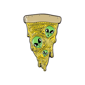 Pizza Planet Enamel pin Funny Alien Pizza fillings Cosmic Universe UFO Meme Jewelry Badge Brooches pins For Friends