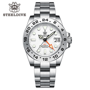 STEELDIVE SD1992 White Dial New Arrival G M T NH34 Automatic Movement 300M Waterproof Four Hands Bezel Mens Dive Watches