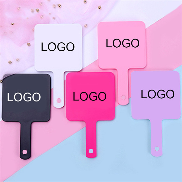 wholesale custom logo square shapes cosmetichand mirrors private label bulk salon hand held mirror