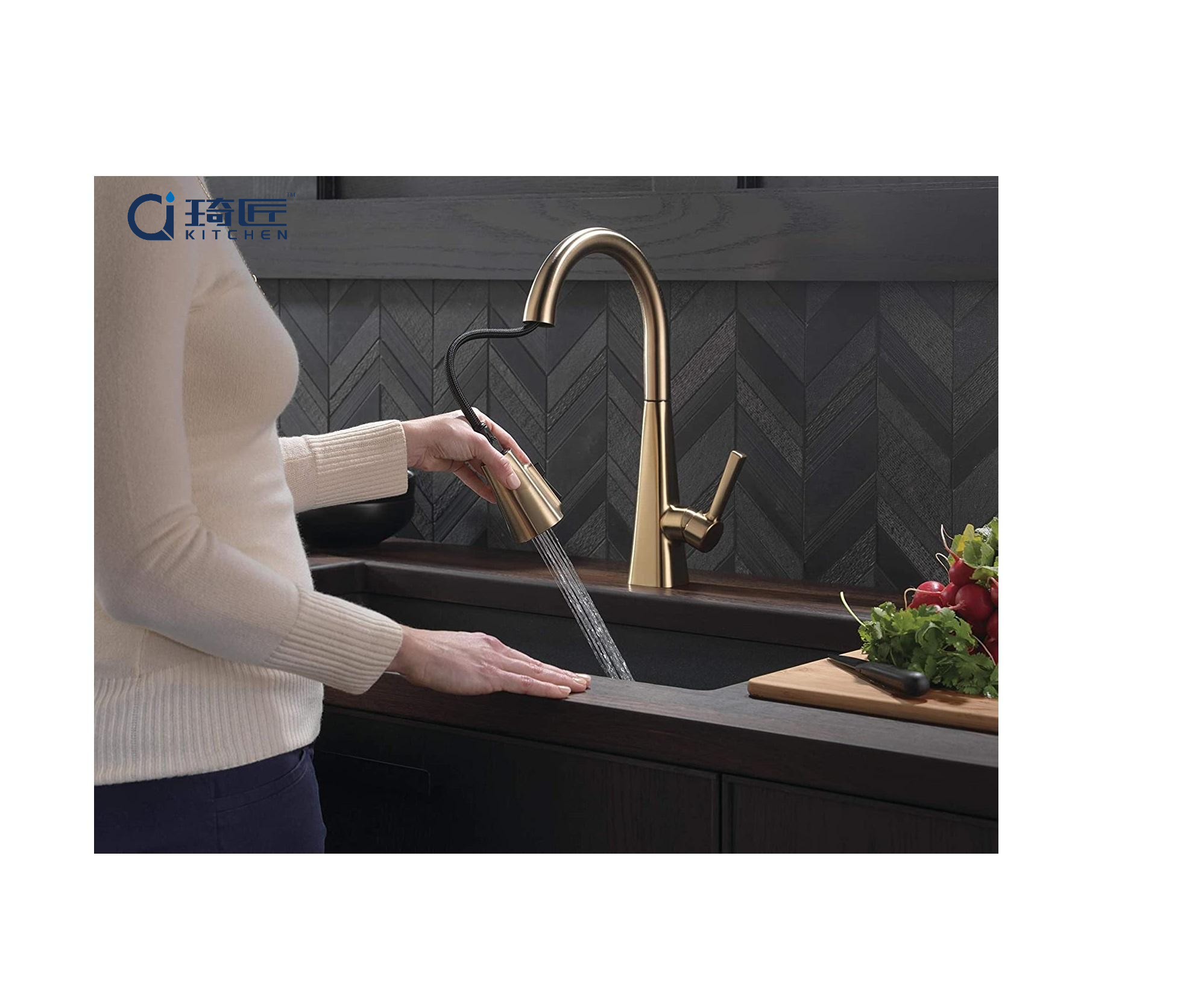 Commercial Modern Farmhouse RV Stainless Steel Kitchen Faucets with Pull Down Sprayer