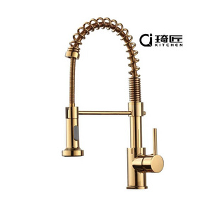 Good price Stainless Steel Material gold mixer tap Brass Material kitchen sink faucet pull out sprayer kitchen faucet