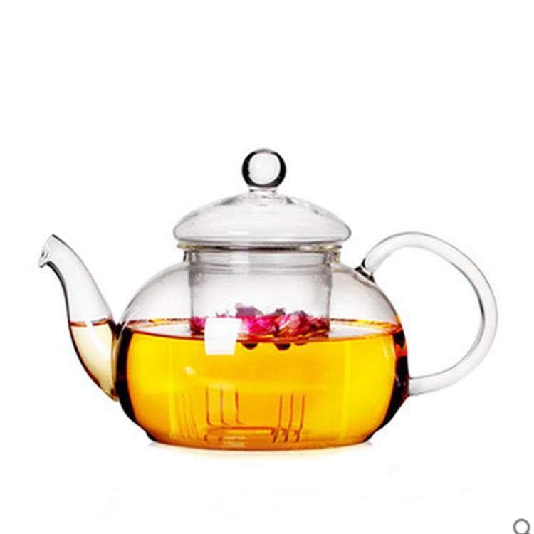 Custom Logo Clear Glass Tea Brewer Stovetop Safe Glass Teapot Kettle With Removable Glass Infuser & Lid