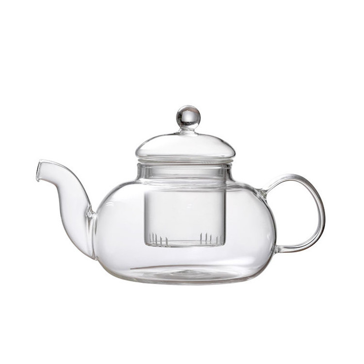 Custom Logo Clear Glass Tea Brewer Stovetop Safe Glass Teapot Kettle With Removable Glass Infuser & Lid