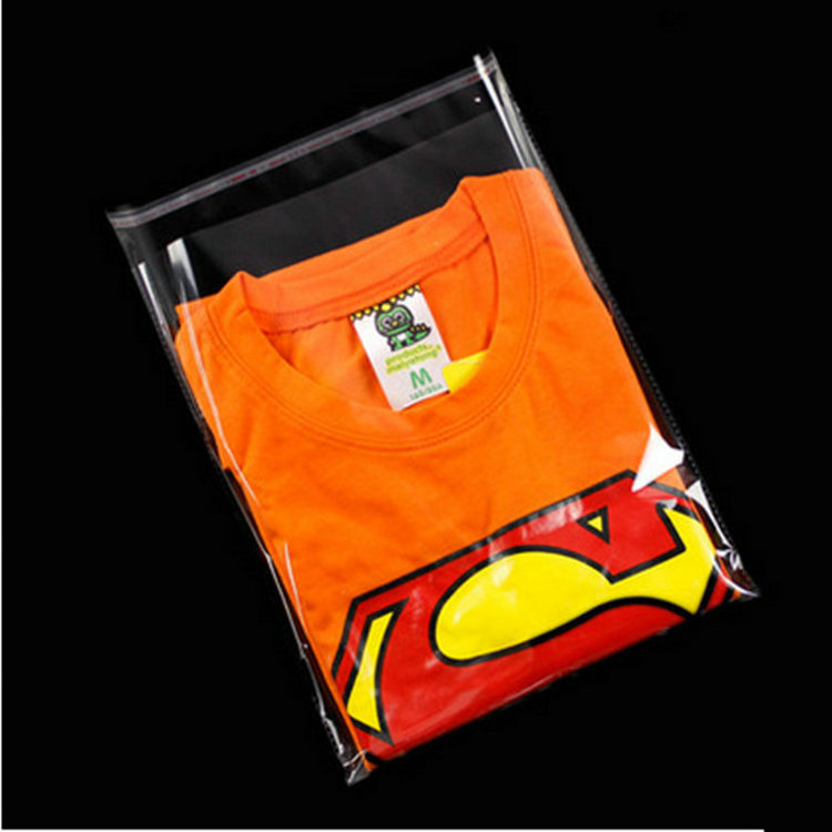 Transparent clothes t-shirt hoodies packaging plastic OPP bag with self adhesive