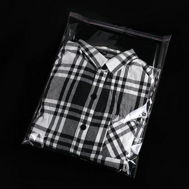 Transparent clothes t-shirt hoodies packaging plastic OPP bag with self adhesive