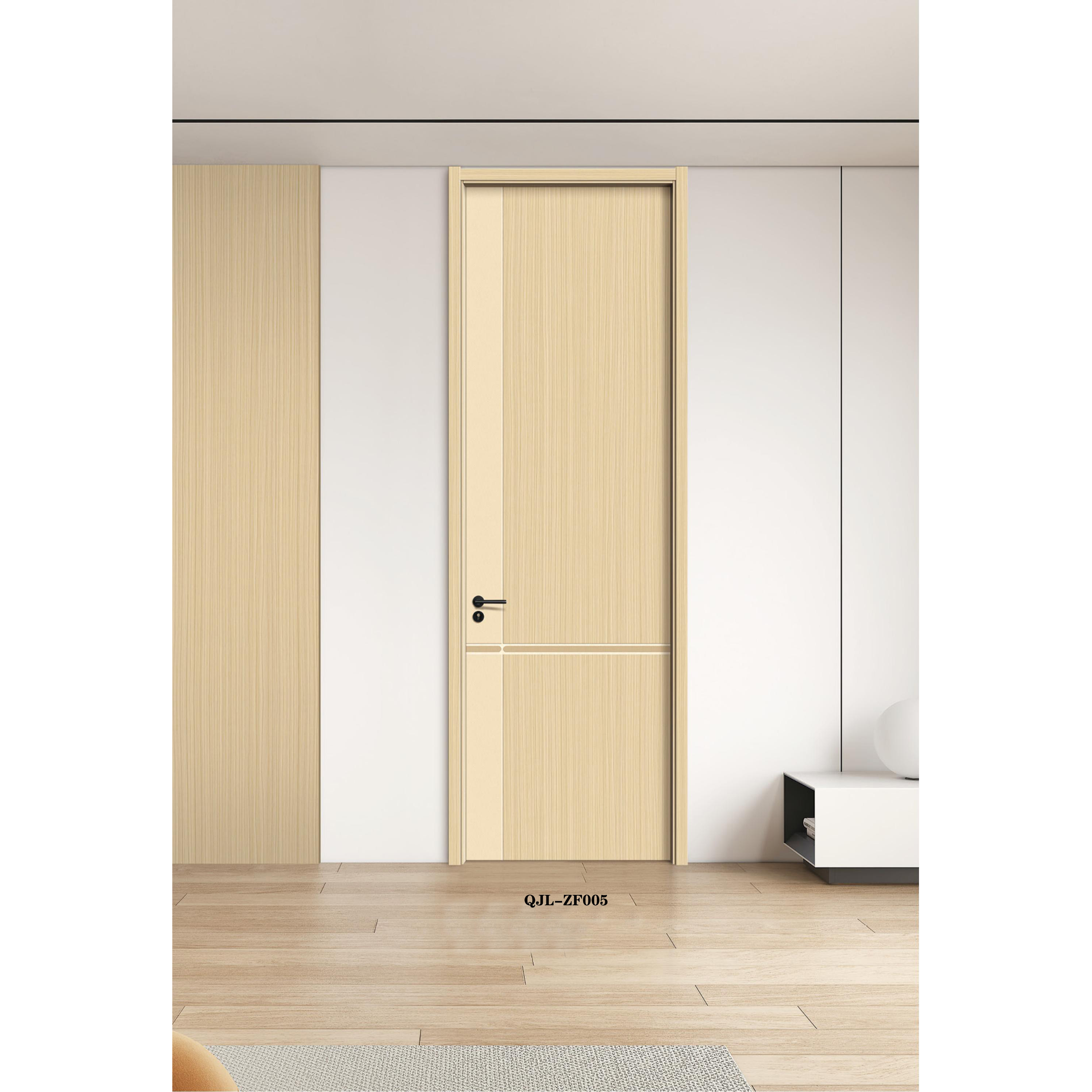 China cheap solid wood door carbon crystal panel soundproof door for apartment hotel.