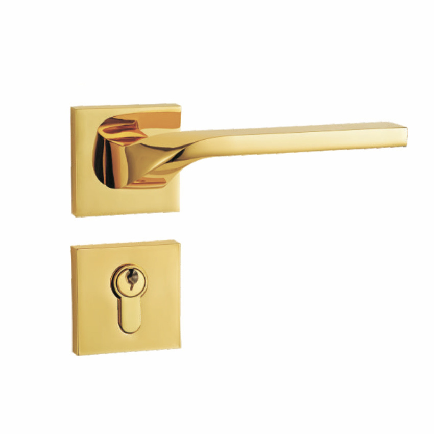 High-end gold interior solid wood door mute lock Bedroom door lock