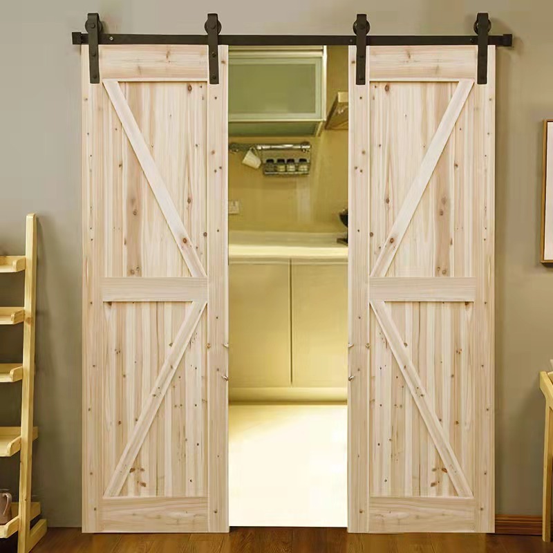 Custom Internal Sliding Door  Wooden Veneer Barn Door With wooden Panel