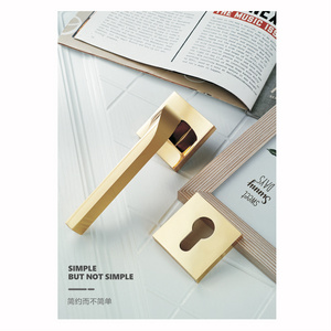 High-end gold interior solid wood door mute lock Bedroom door lock