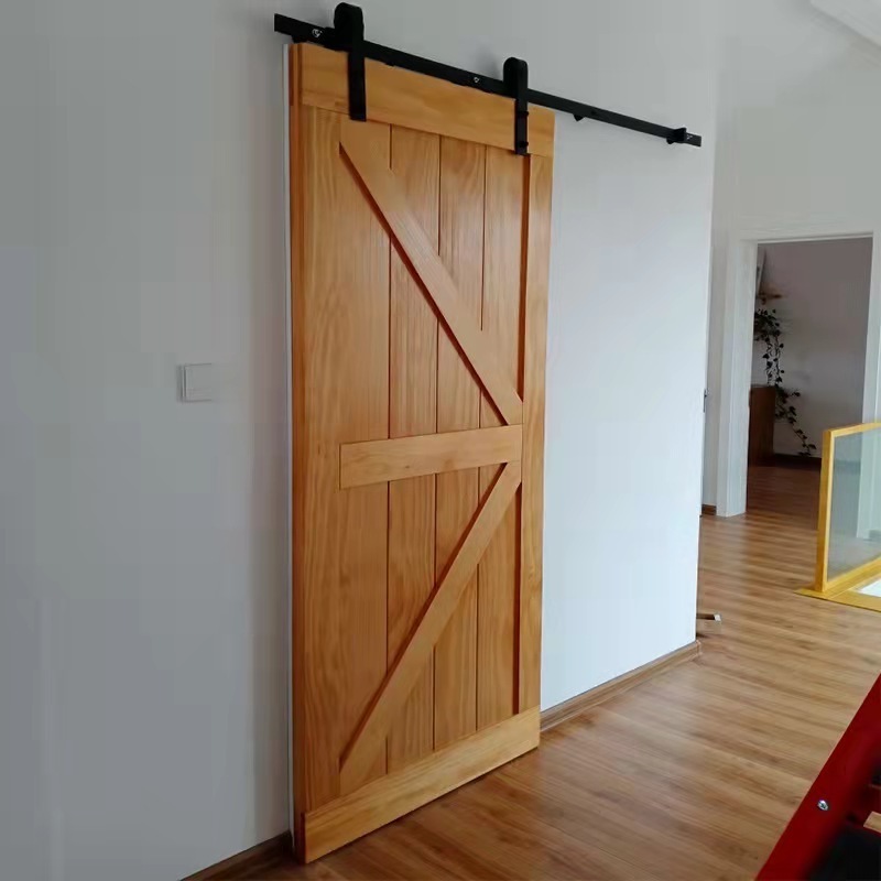 High quality interior  install wooden sliding barn door double barn door  with sliding barn door hardware