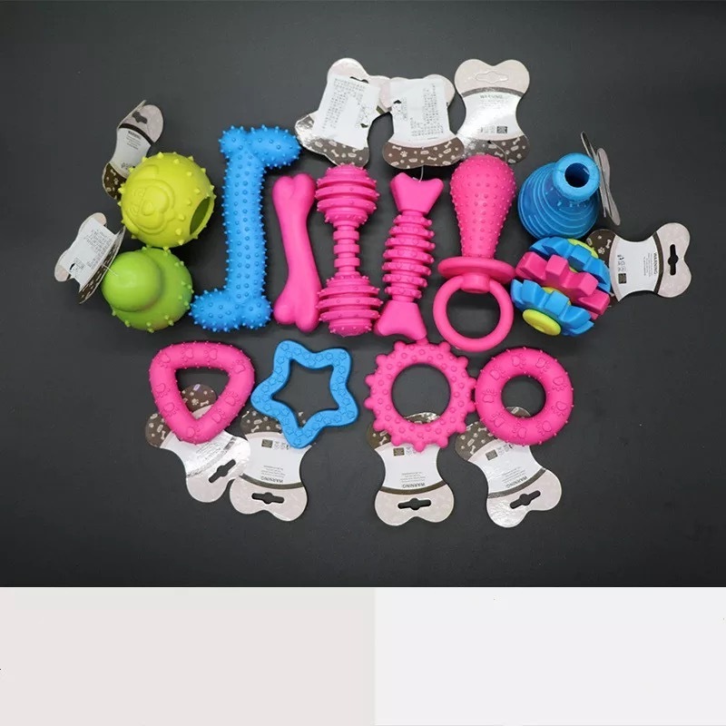 Wholesale Durable Puppy Dog TPR Molar Bite Ball Toys Set Pet Hard Rubber Chew Toys