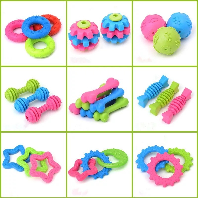 Wholesale Durable Puppy Dog TPR Molar Bite Ball Toys Set Pet Hard Rubber Chew Toys