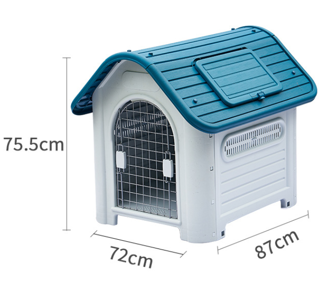 Durable Waterproof Plastic Pet Dog House Indoor Outdoor Puppy Shelter Kennel with Air Vents and Elevated Floor