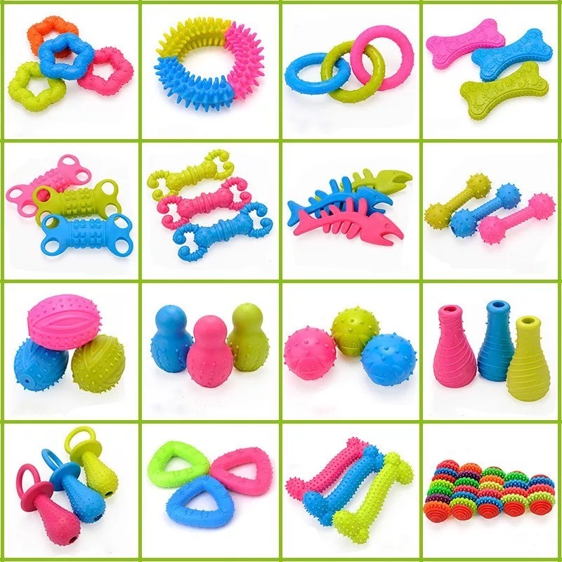 Wholesale Durable Puppy Dog TPR Molar Bite Ball Toys Set Pet Hard Rubber Chew Toys