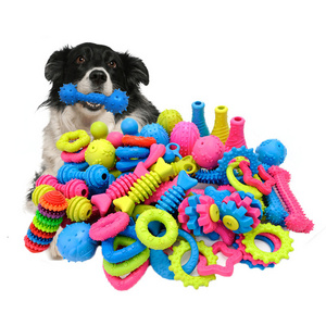 Wholesale Durable Puppy Dog TPR Molar Bite Ball Toys Set Pet Hard Rubber Chew Toys