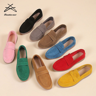 Ladies Japan New Women Soft Casual Rubber Suede Dress Shoes Slip On Flat Outdoor Walking Style Boat Loafer Shoes