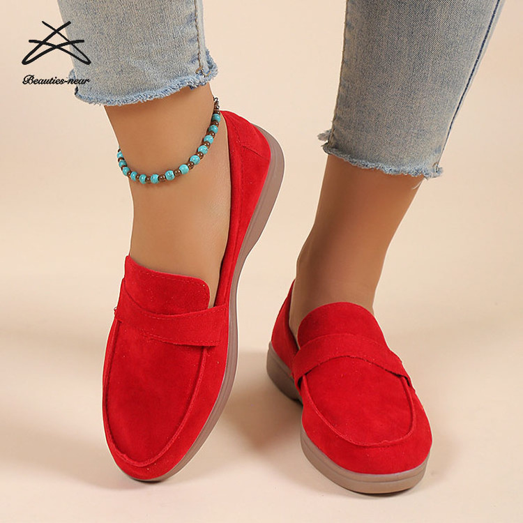 Ladies Japan New Women Soft Casual Rubber Suede Dress Shoes Slip On Flat Outdoor Walking Style Boat Loafer Shoes