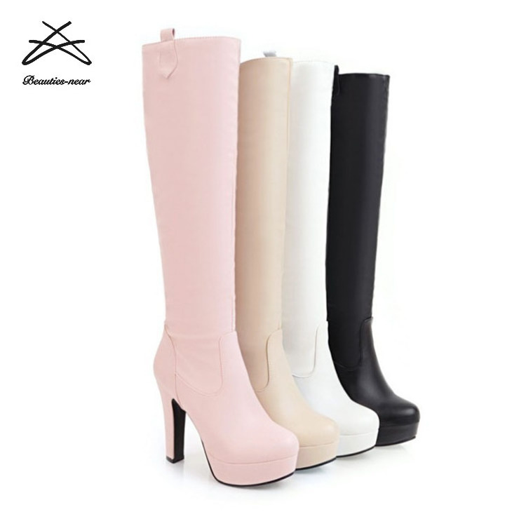 2018 Fashion Ladies Winter woman working Motorcycle Knee high Boots