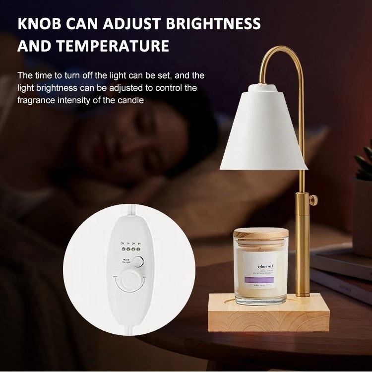 Adjustable Top Melting Lamp Flameless Melter Scented Essential Melting Wax Night Light Candle Warmer With Timer And Dimmer