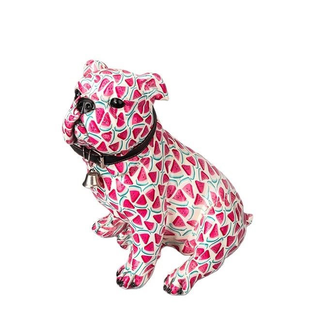 Customized groovy art design resin bulldog sculpture popular home decor animal statues glossy dog figurines home accessories