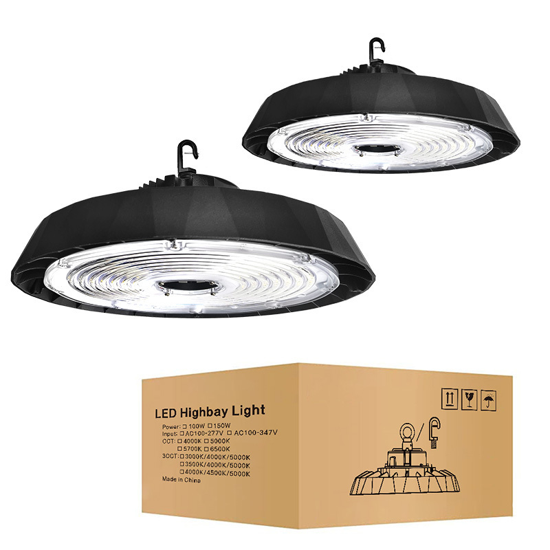 LED High Bay Light 240W 1-10V Dimmable UFO Commercial Bay Lighting with 5ft US Cable Plug for Workshop Garage Lights Fixture