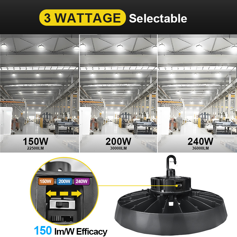 30000lm 200W UFO LED High Bay Light Industrial Commercial Lighting for Garage Warehouse ETL workshop Bay Light