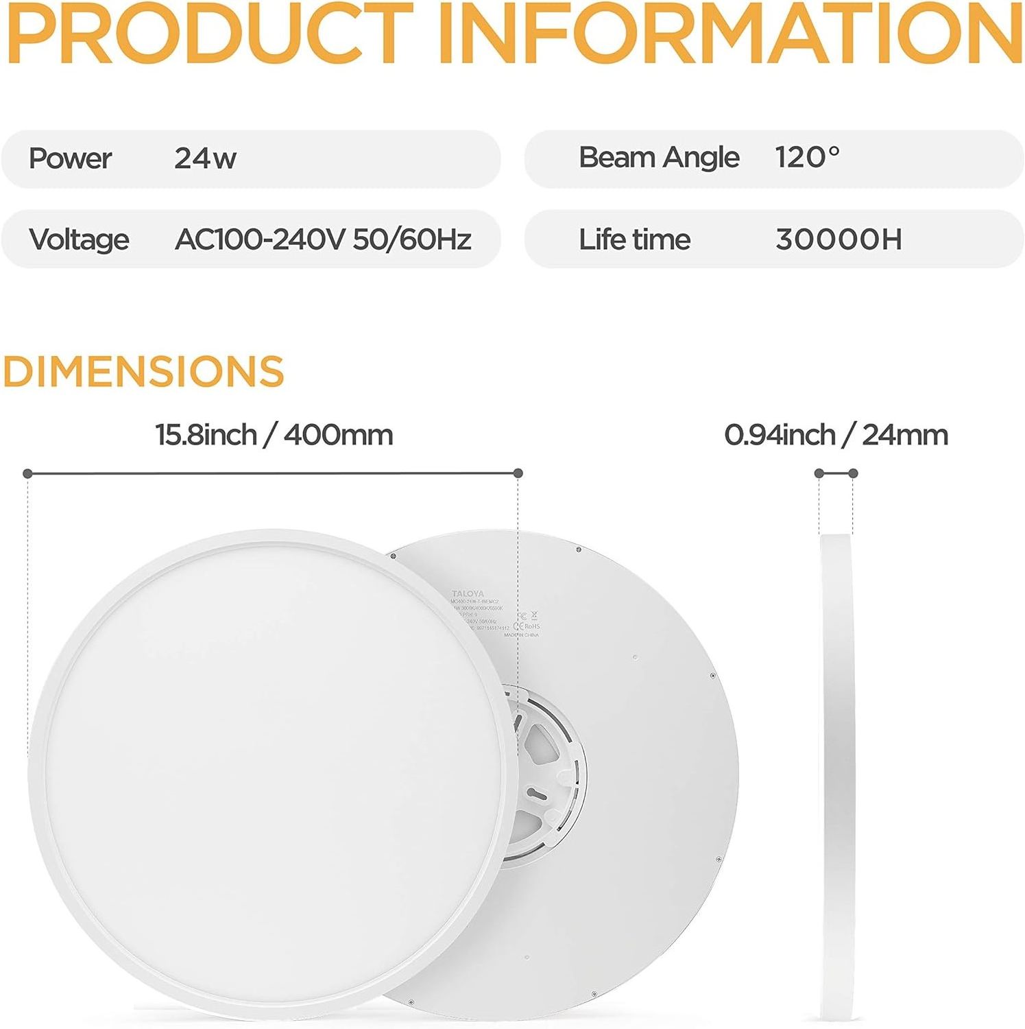 24w 36w Suspended Led Ceiling Light fixture Surface Mount round/square Panel Light lamp 3000K