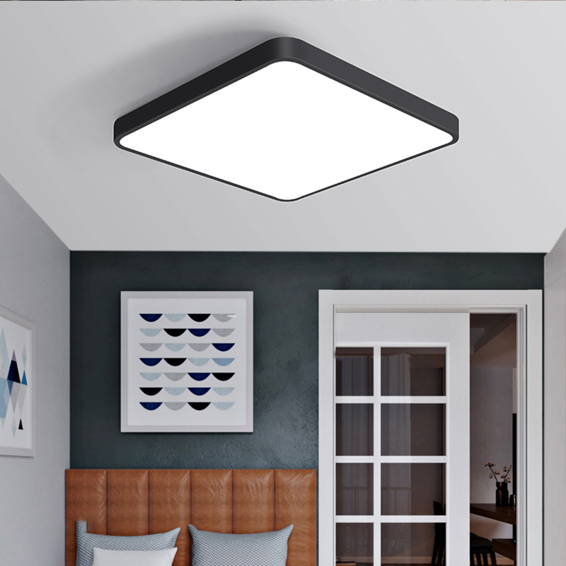 LED Modern Ceiling Light Lamp Fixture Square/Round Panel Light Black Diameter300mm 400mm 500mm