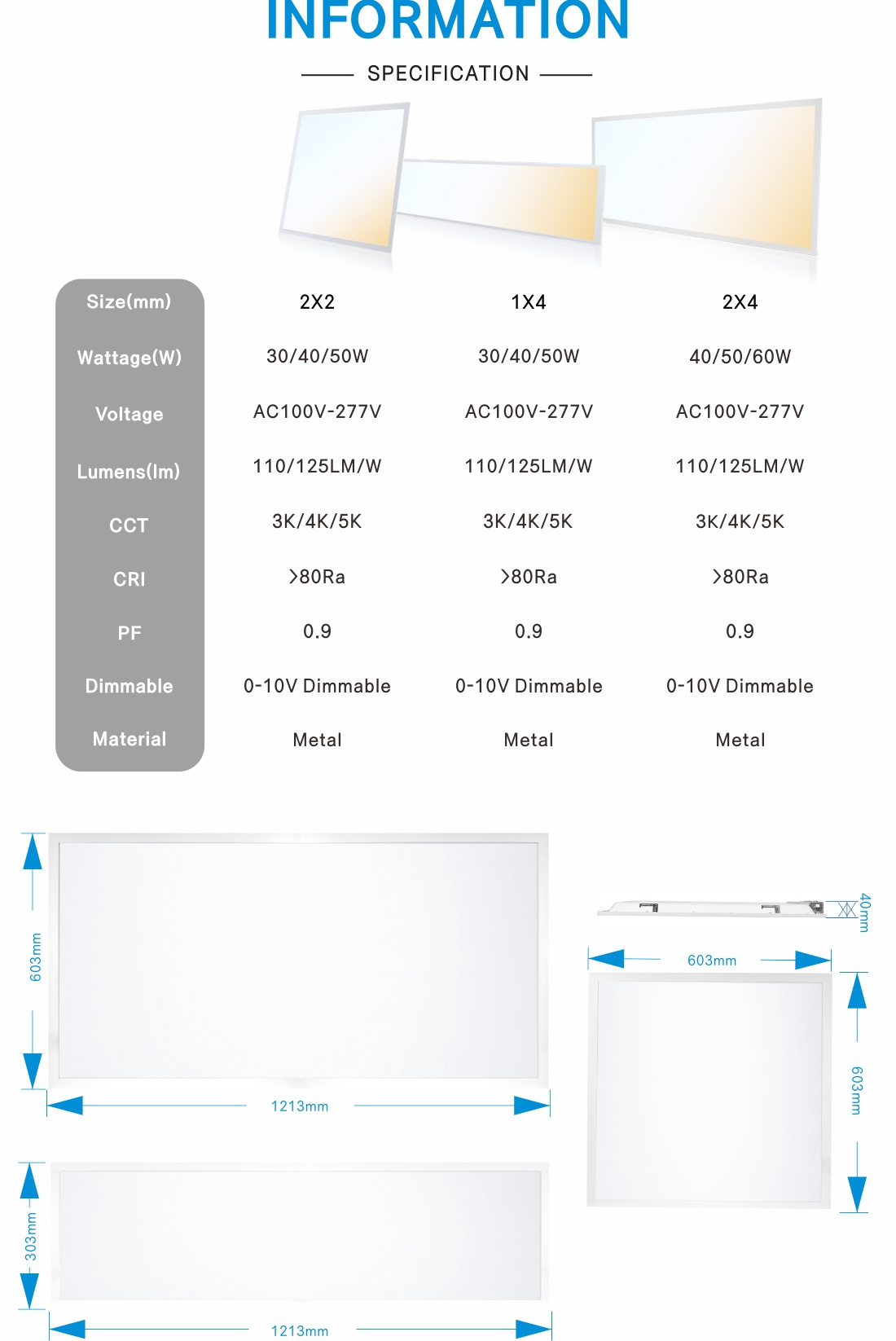 60x60 60x30 120x30 120x60 40W 50W 60W 72W Slim Recessed Smd Square LED Panel Light