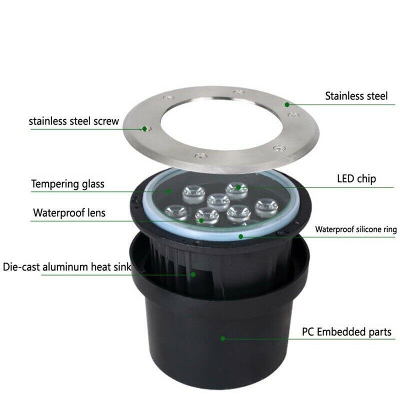 Waterproof RGB 12W 15W Led In-ground Light Fixture Recessed Outdoor Ground/Pathway Lights 12V/24V With Remote