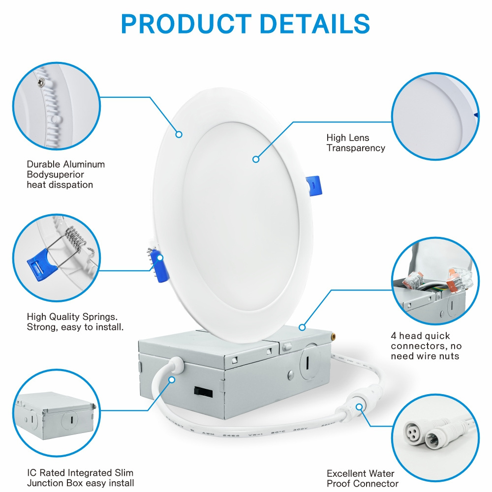 4 inch 9W 6 inch 12w Slim panel LED Disk Lights Recessed Potlight ETL Energy Star 120lm/w down wafer led light for home ceiling