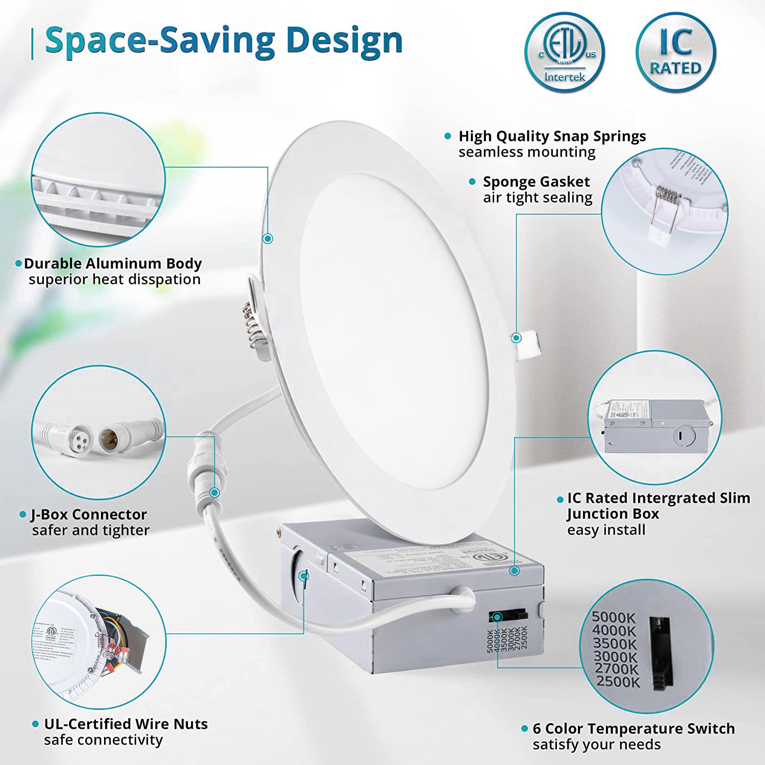 12W LED Edge Lit Round Panel Down Light For Indoor