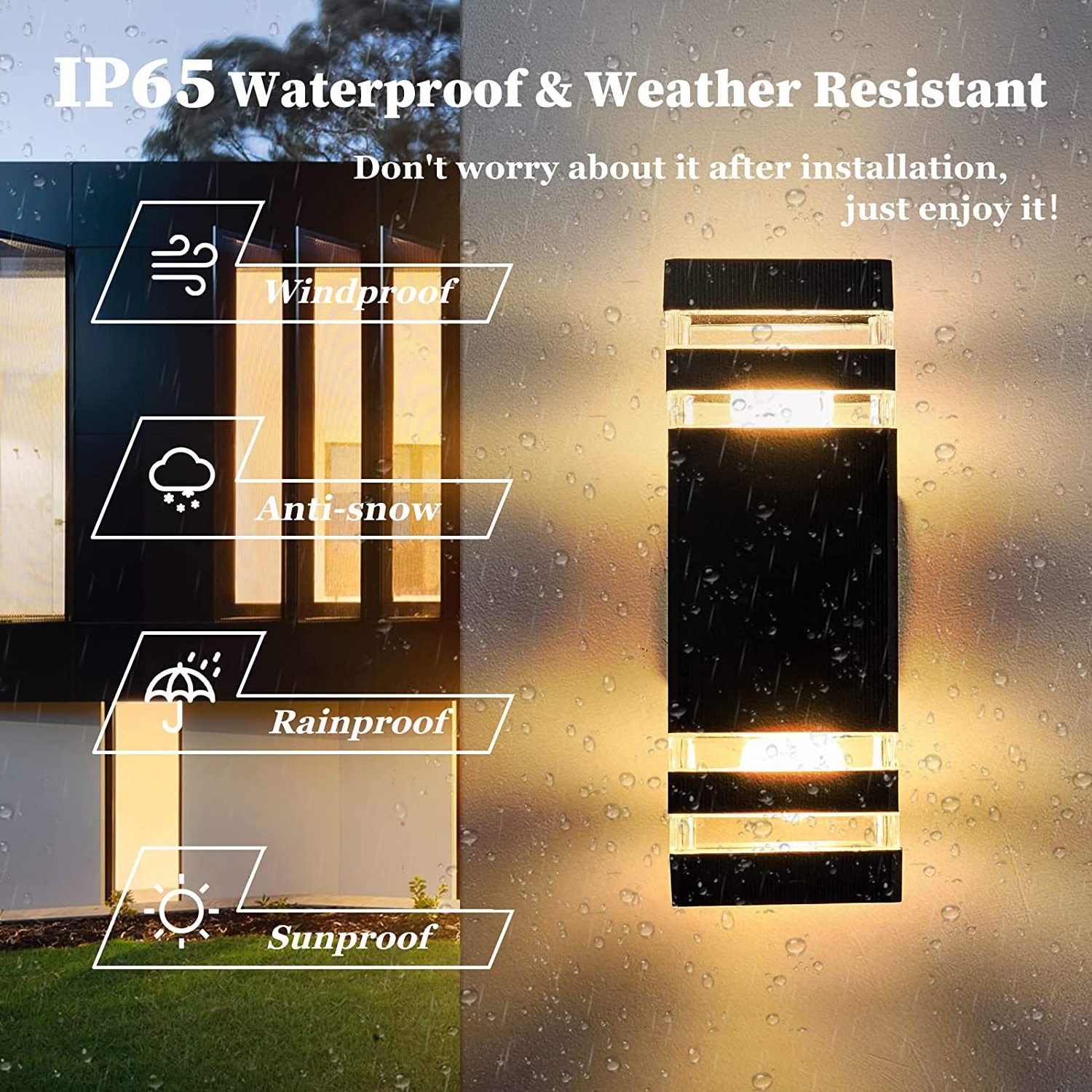 Modern Outdoor Led Wall Lamp 8W 12W Up Down Lighting Waterproof Porch Lights Night lights Warm White 3000K