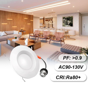 ETL FCC Damp Rated 5/6 inch 5CCT LED Recessed Lighting Dimmable 950LM Can Lights with Baffle Trim Retrofit Installation