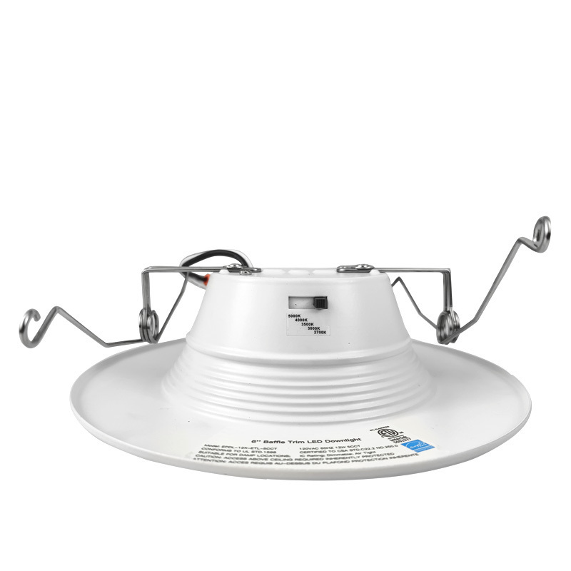 ETL FCC Damp Rated 5/6 inch 5CCT LED Recessed Lighting Dimmable 950LM Can Lights with Baffle Trim Retrofit Installation