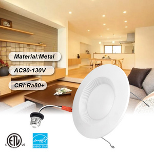 4 inch 6 inch Recessed LED Can Light Ceiling Shower light Baffle White Trim Selectable CCT 2700K-5000K led Retrofit downlight US