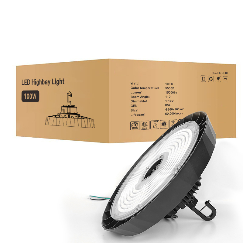 ETL UFO LED High Bay Light Lighting for Warehouse 5000K Daylight 240W 36000 LM 1-10V Dimmable 1-10V IP65 Waterproof Super bright