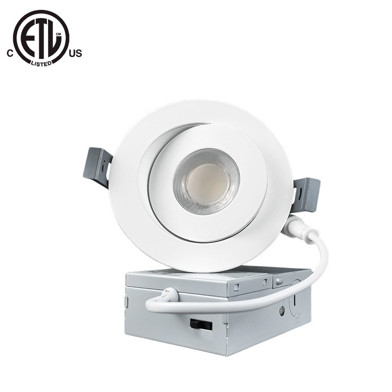 LED Recessed Gimbal 4 inch recessed led Lights White Trim Canless LED Eyeball Light 5CCT Selectable Recessed Ceiling Light