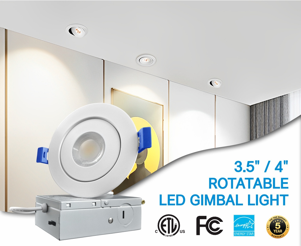 Gimbal LED Recessed Lighting 4 Inch 9W 750LM Eyeball Soffit Lights residential commercial decoration LED Wafer Lights ETL listed