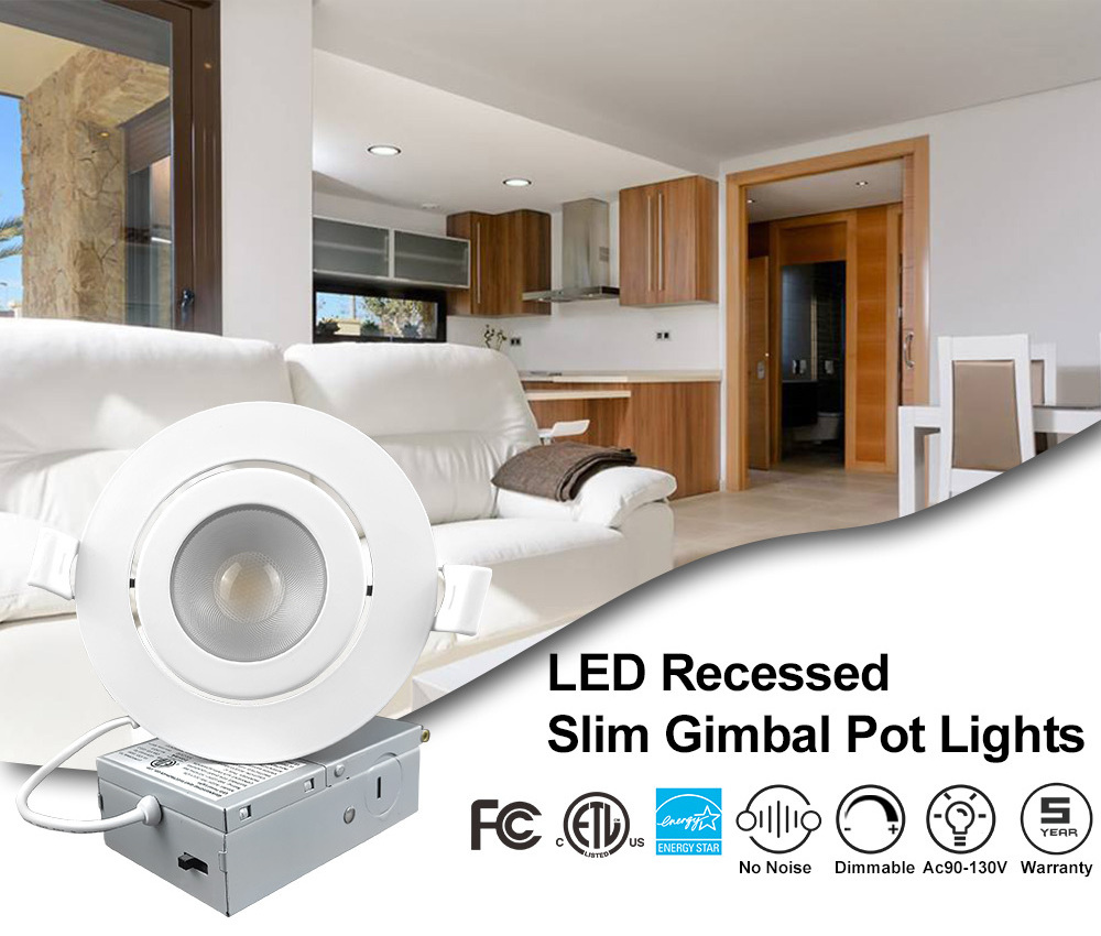 4 /6 Inch Recessed Lighting Gimbal LED Downlight Adjustable 9W 12W Circuitry Design Lighting Modern residential COB led light