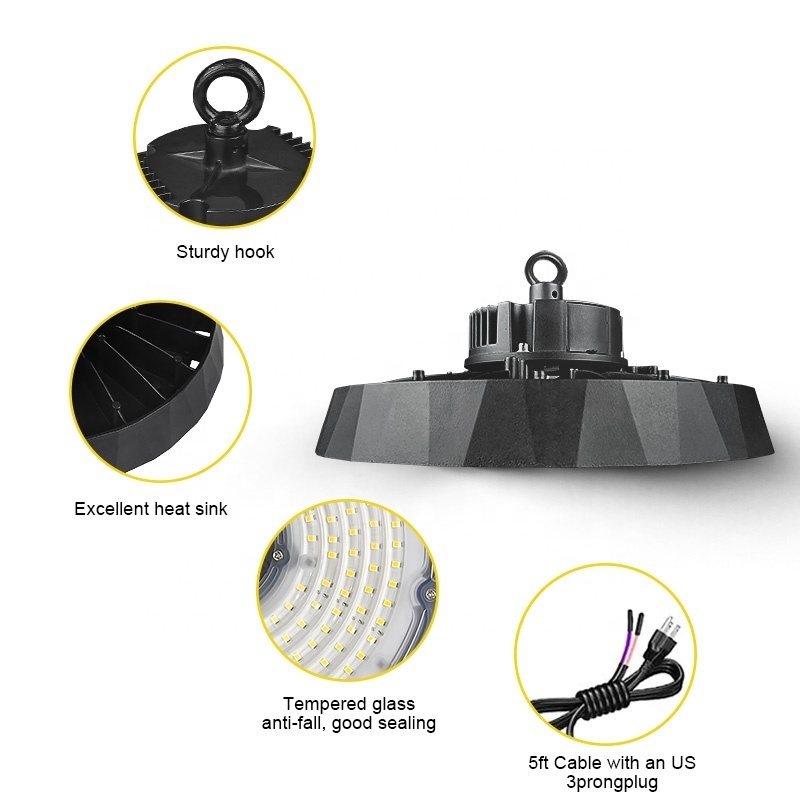 Fast delivery Super Brightness 200LM/W 200W Warehouse Garage Commerical lighting  UFO Led High Bay Light